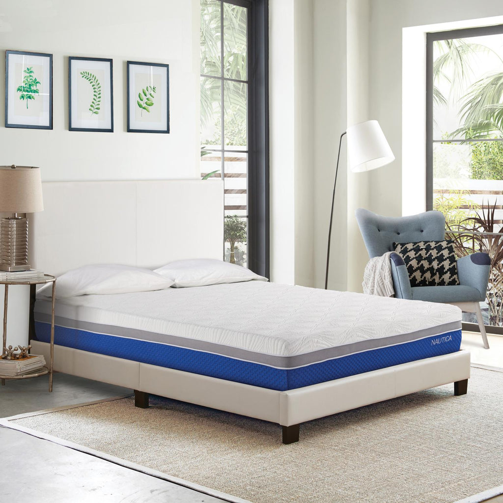Mattress on a bed in a bedroom with decor elements