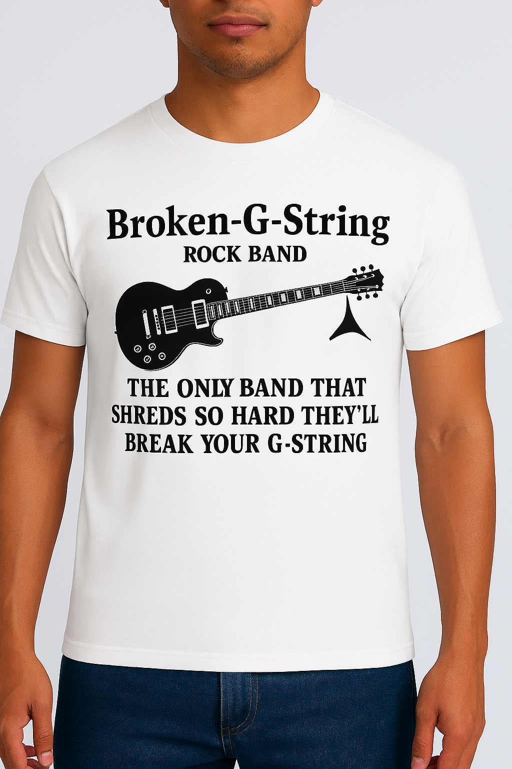 Broken-G-String Rock Band NM- Tee-Shirt : The only band that Shreds.....