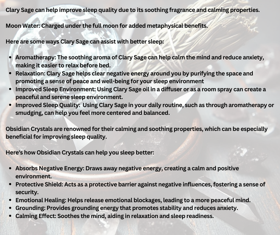 Goddess Phoenix Rising - Moon Water Obsidian Crystal Infused Elixir Clary Sage Oil Mist