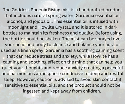 Goddess Phoenix Rising - Moon Water Howlite Crystal Infused Elixir Gardenia Oil Mist