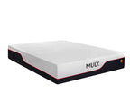 A mattress shown at an angle on a plain white background, featuring a white textured top, a black side frame, and a thin red accent line. The brand name 'MLILY' is printed on the side.